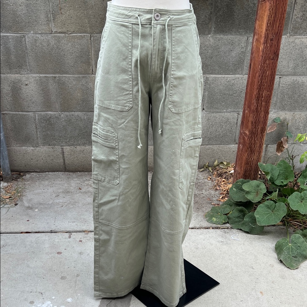 Carly Jean Los Angeles Olive Wide Leg Pants